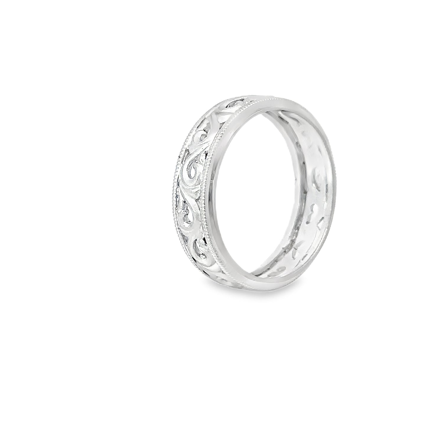 14kt white solid gold wedding band