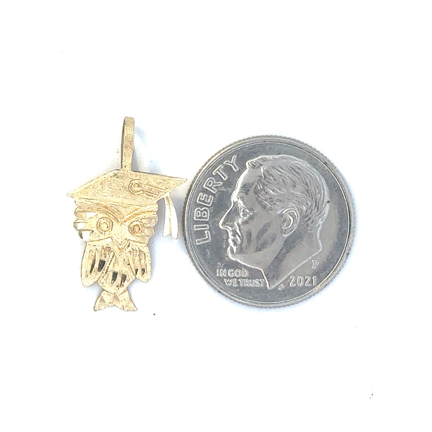 14kt yellow solid gold owl charm