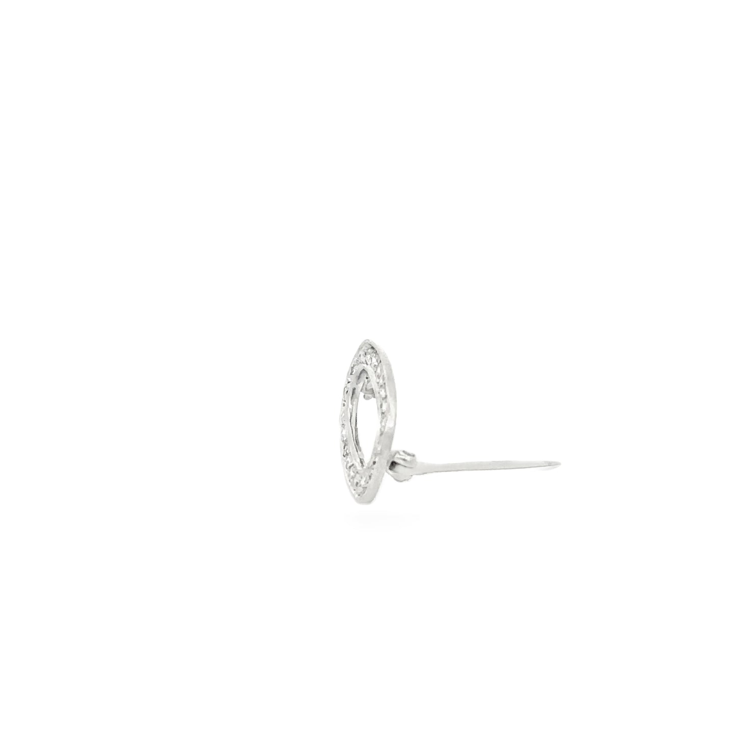 14kt white solid gold oval diamond pin vintage