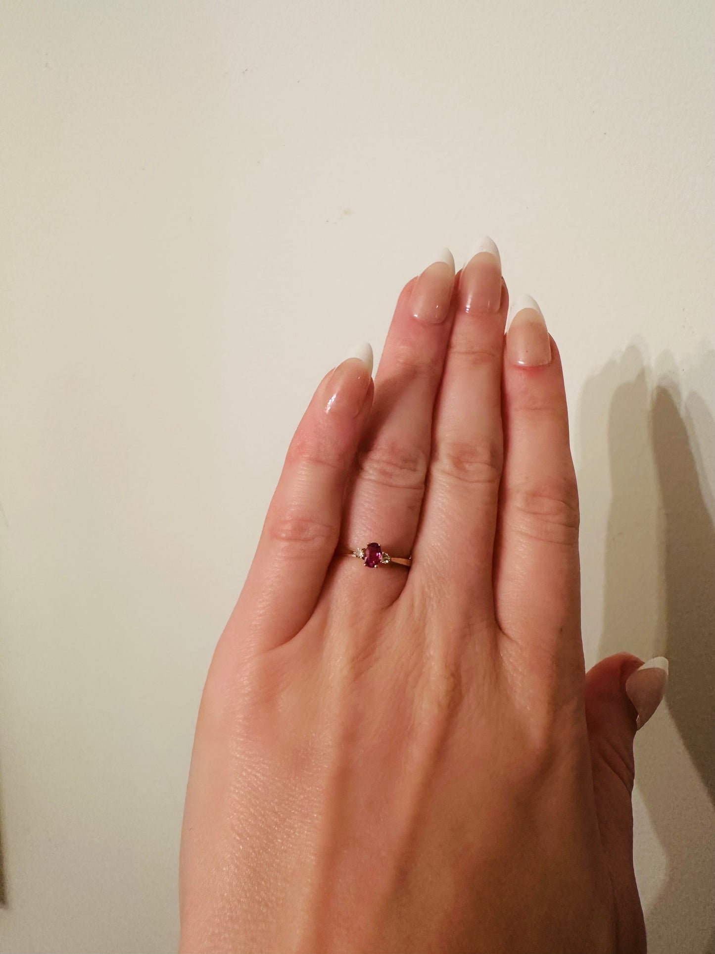 14kt yellow solid gold ruby and diamond vintage ring