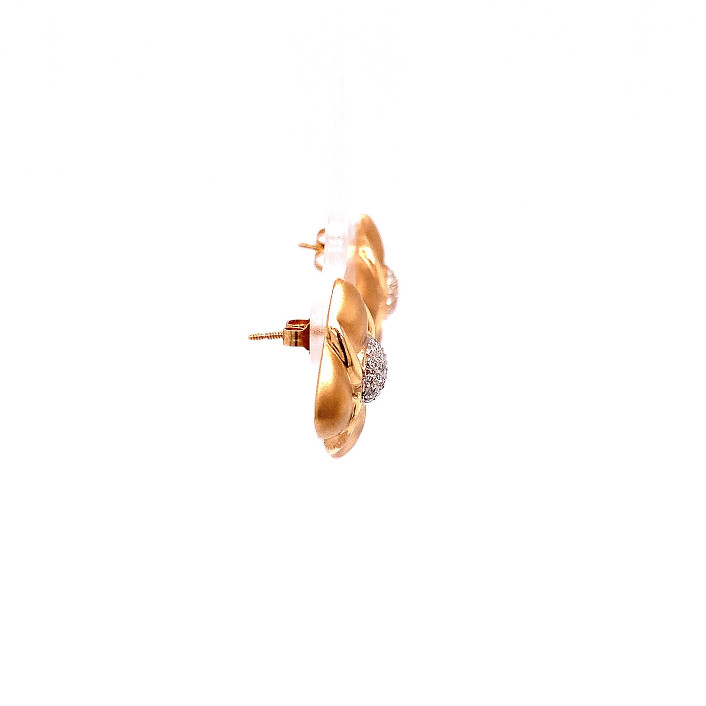14KT Solid Gold Earrings with Pave Diamonds