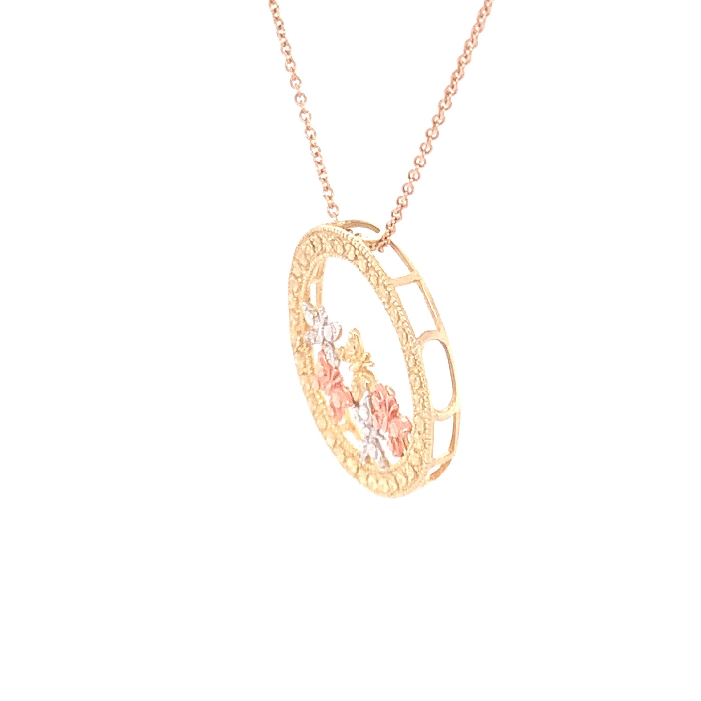 10kt solid gold Tri-Color Butterfly Pendant