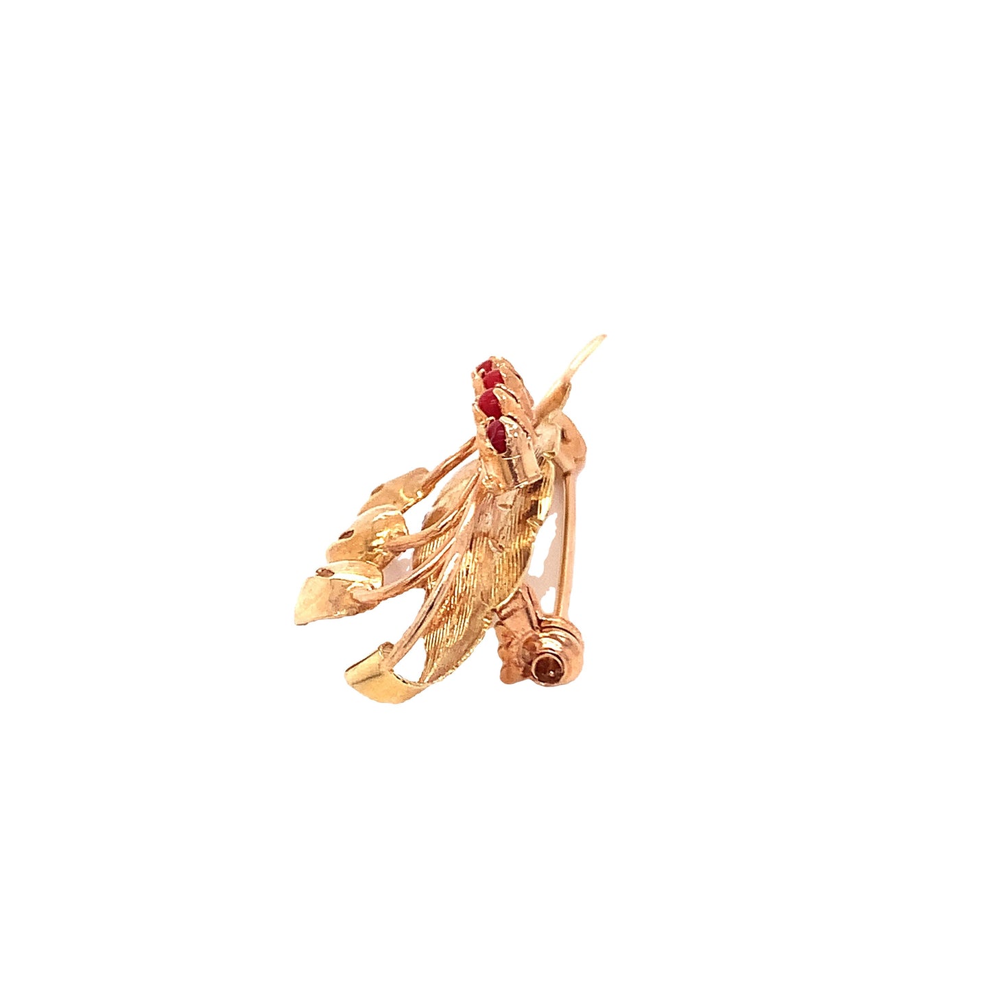 18kt Solid Yellow Gold Red stone Pin