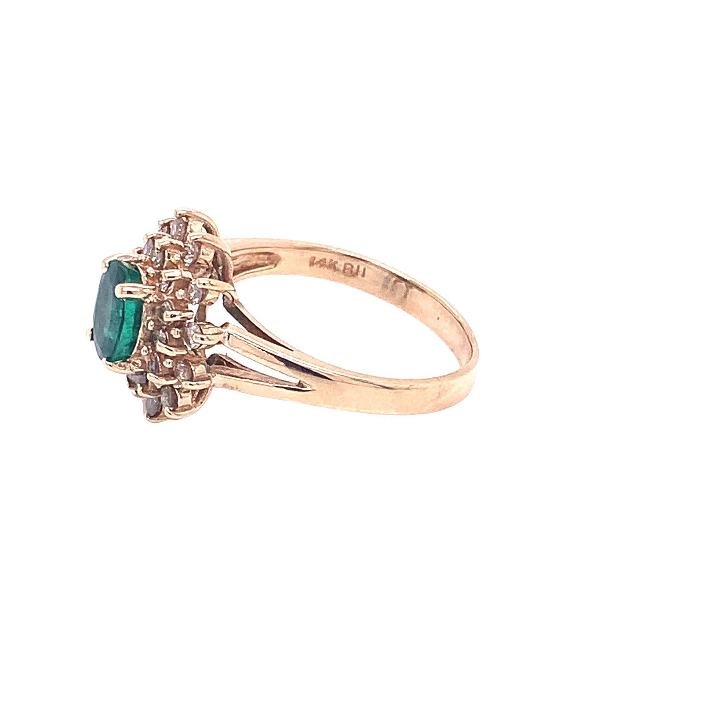 14KT Yellow Gold Emerald Ring with Diamonds