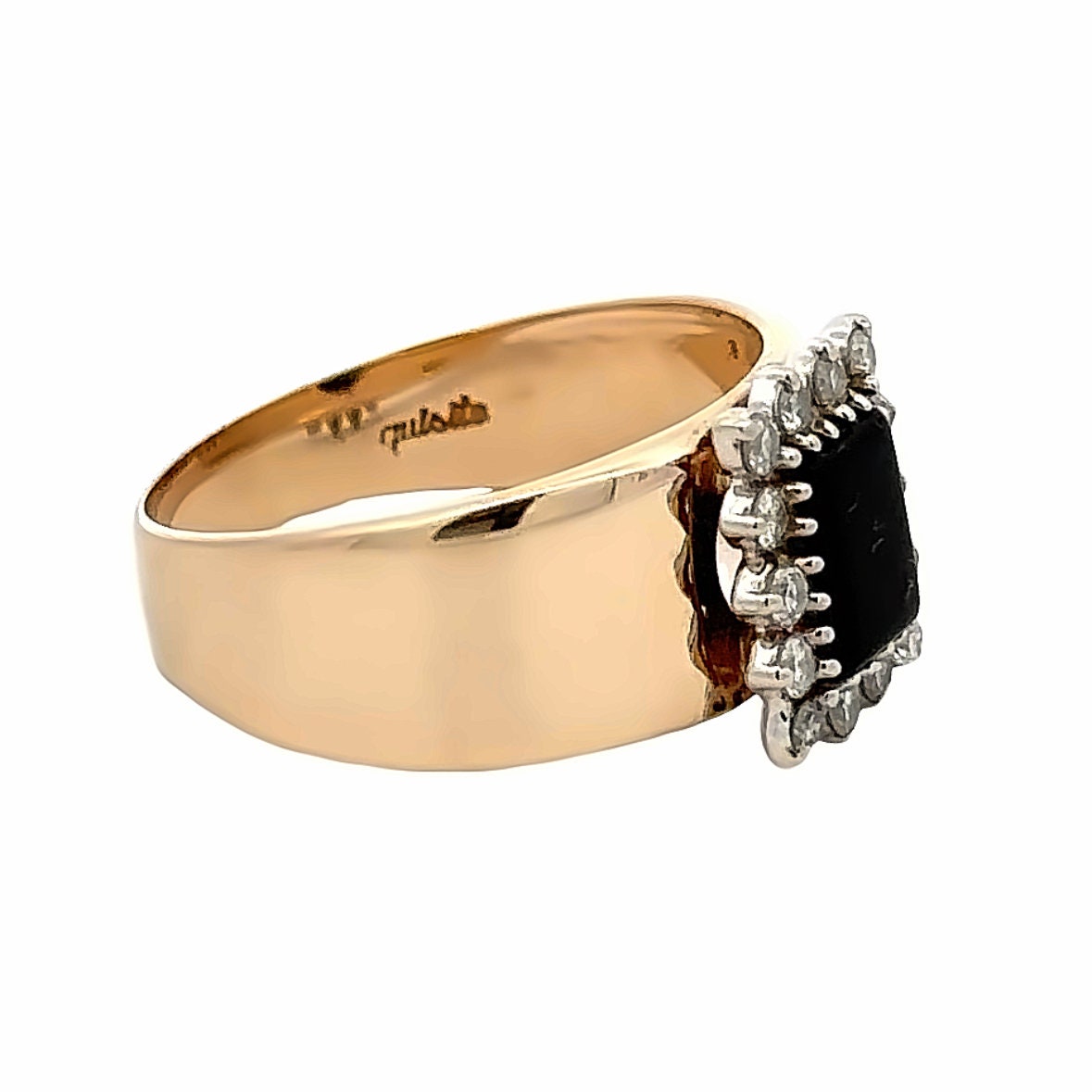 14kt onyx and diamond vintage ring solid gold