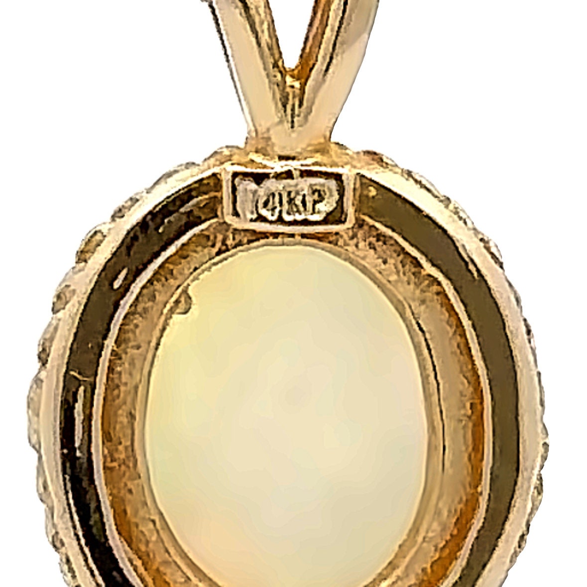 14kt yellow solid gold genuine opal vintage pendant