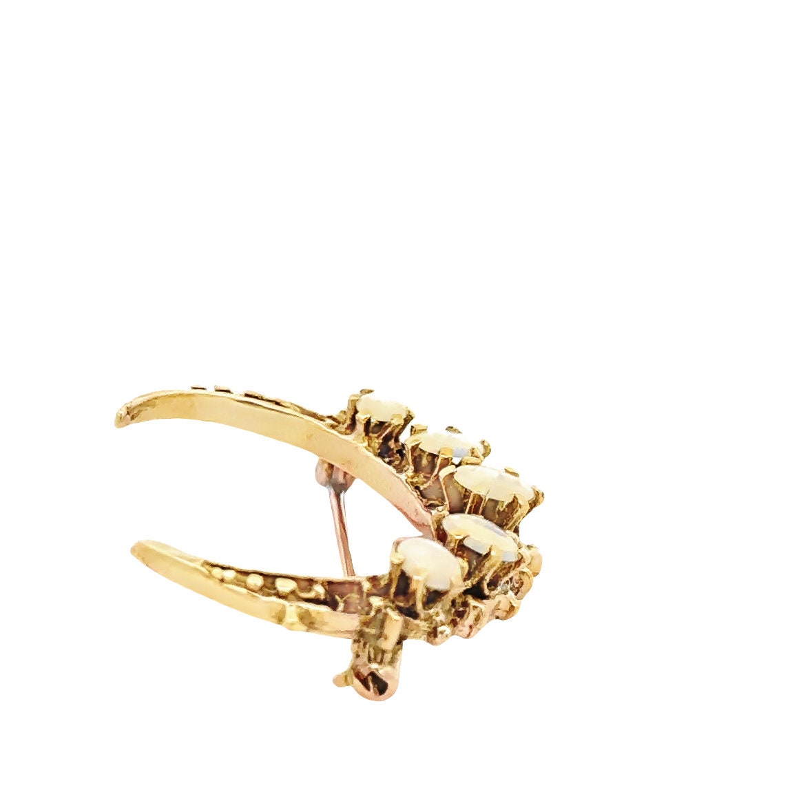 14KT Yellow Gold Antique Pin with Genuine Opals