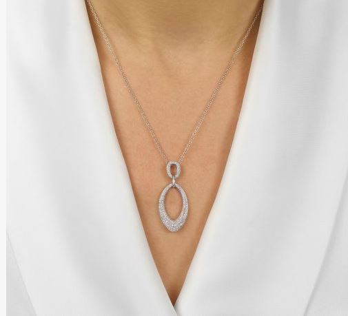 Silver Double Teardrop CZ Pendant