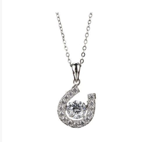 Sterling Silver and CZ Horseshoe Pendant
