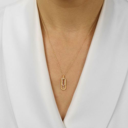 Paper Clip Necklace -10kt Yellow Gold Diamonds