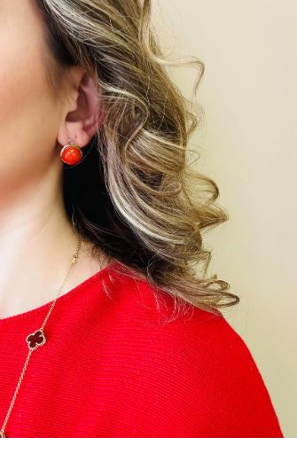 18kt yellow gold antique coral earrings
