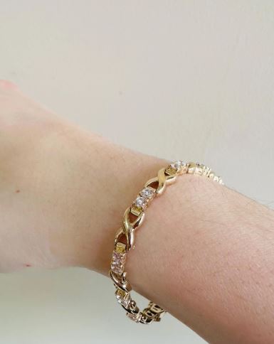 14kt yellow  solid gold vintage CZ bracelet