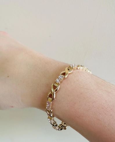 14kt yellow  solid gold vintage CZ bracelet