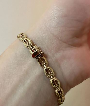 14kt yellow solid gold vintage bracelet fancy link