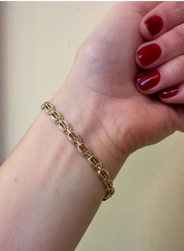 14kt yellow solid gold vintage bracelet fancy link