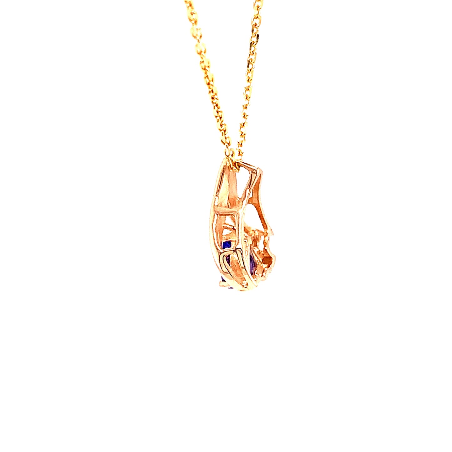 14KT Yellow Gold Pear Shaped Tanzanite Pendant with Diamonds