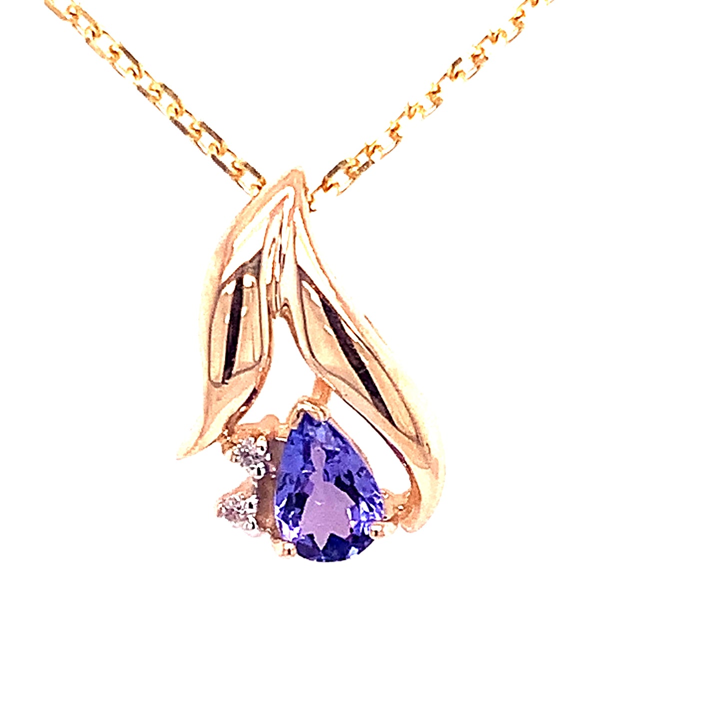 14KT Yellow Gold Pear Shaped Tanzanite Pendant with Diamonds