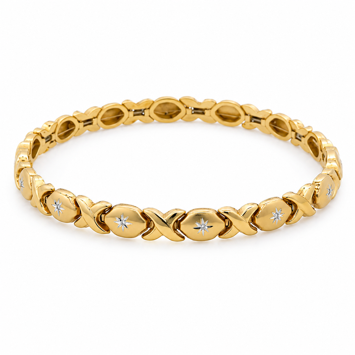 Vintage 10K Yellow Gold XO Link Bracelet