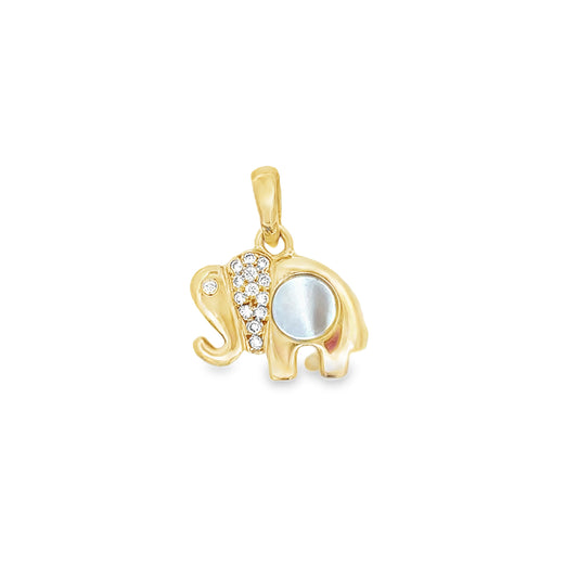 18kt yellow solid gold elephant charm with diamonds charm