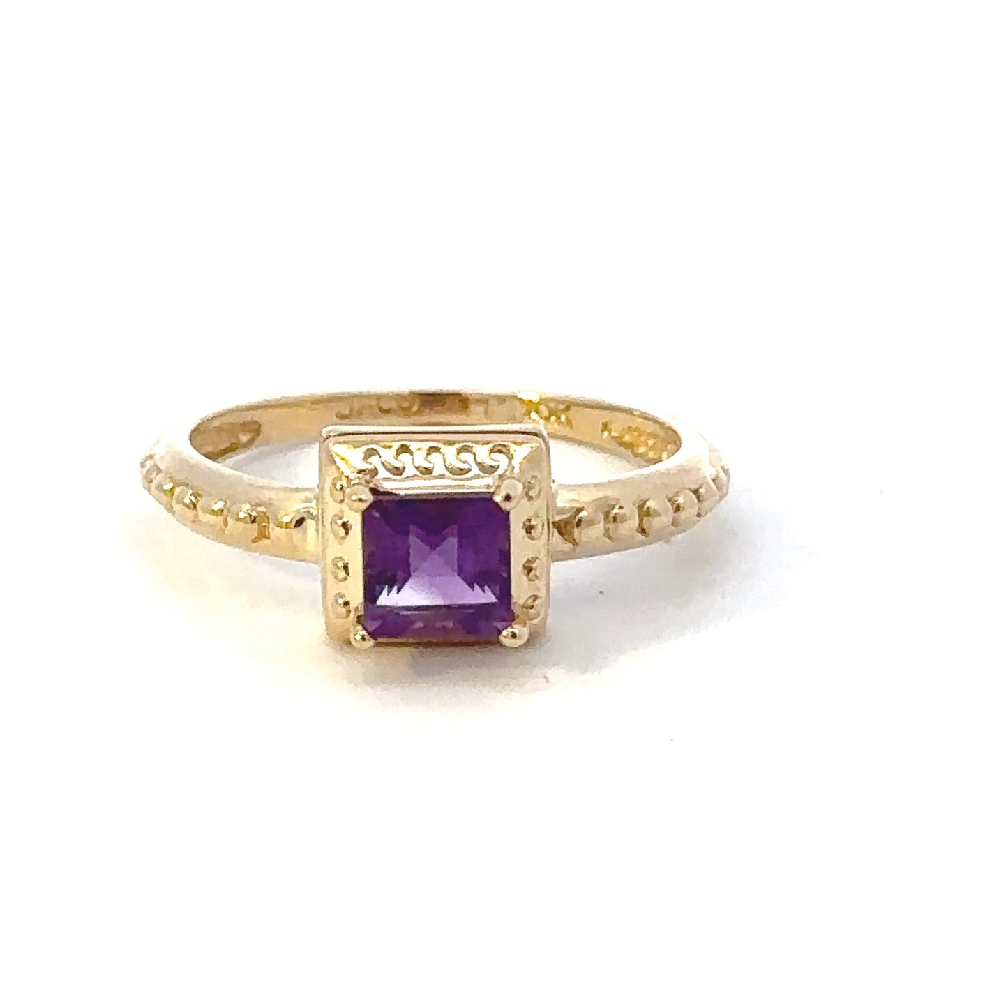 10kt solid yellow gold amethyst vintage ring