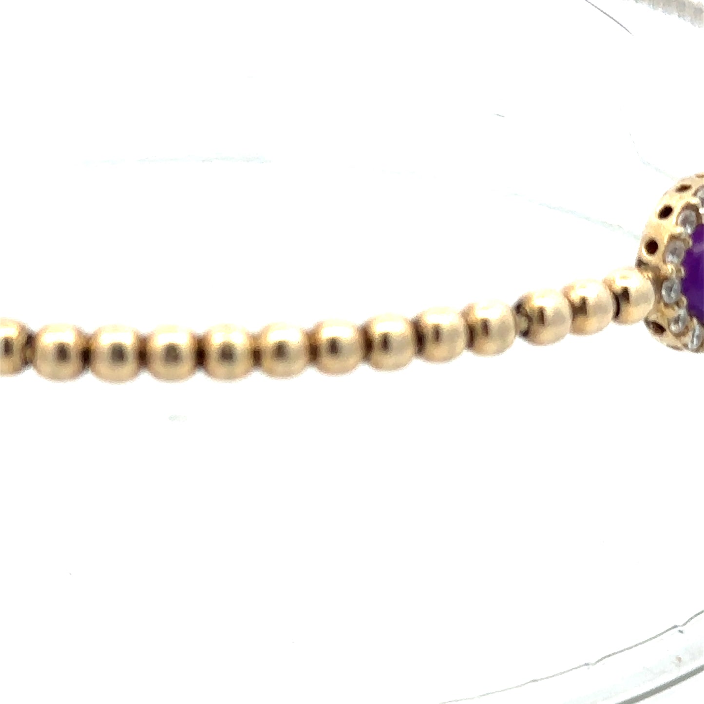 adjustable bracelet oval purple stone/cz