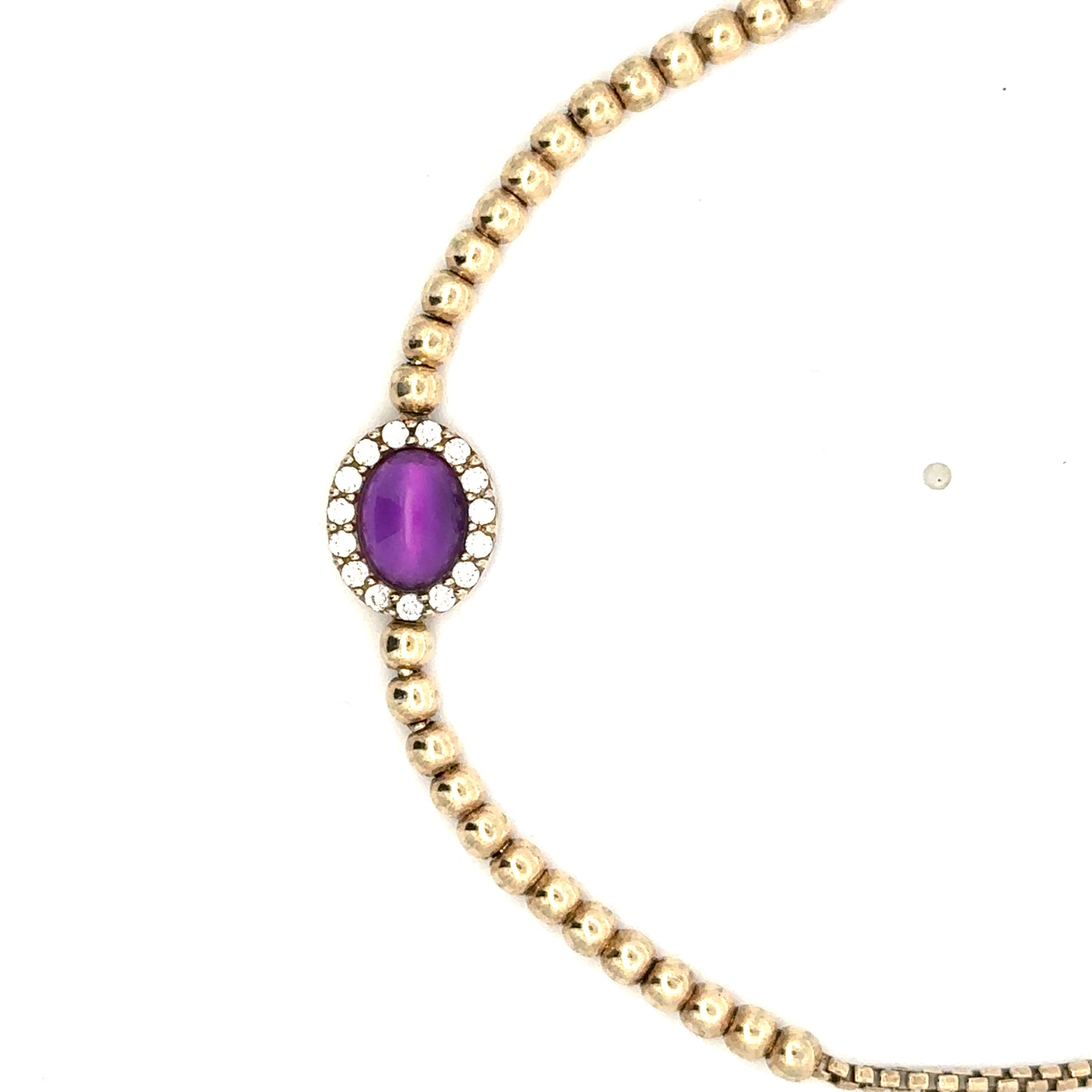 adjustable bracelet oval purple stone/cz