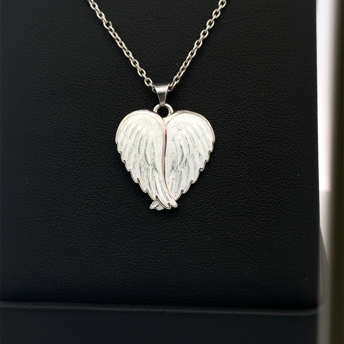 Nicole Barr White Angel Wings Necklace – Sterling Silver Enamel Pendant