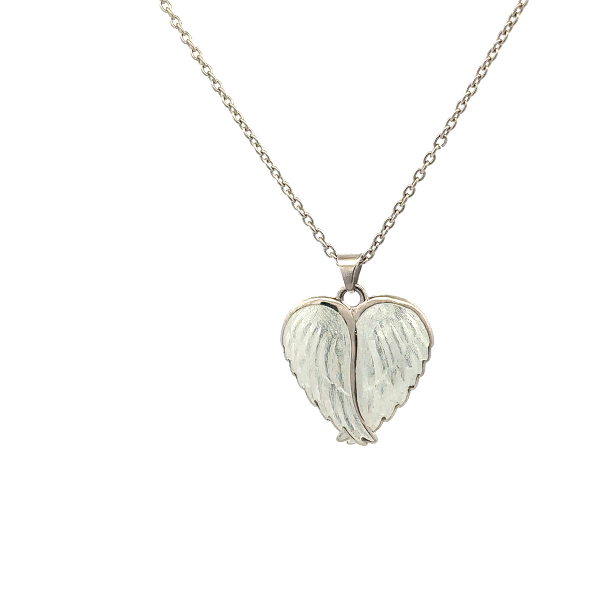 Nicole Barr White Angel Wings Necklace – Sterling Silver Enamel Pendant