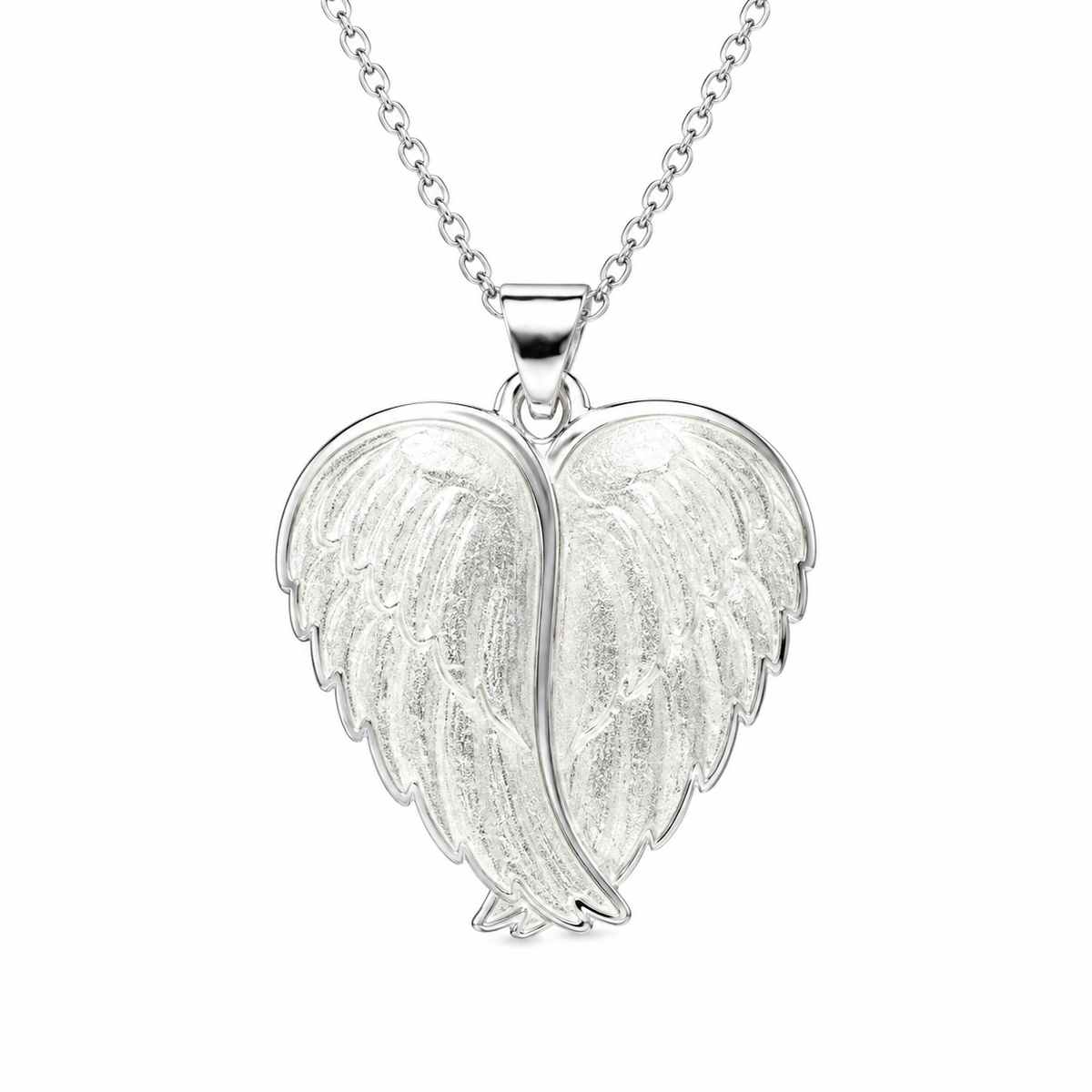 Nicole Barr White Angel Wings Necklace – Sterling Silver Enamel Pendant
