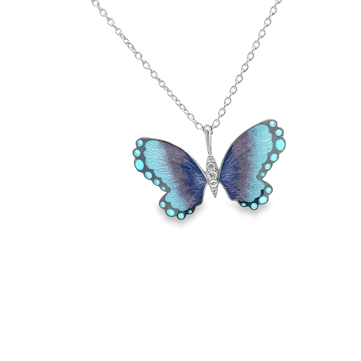 blue/ purplebutterfly Necklace – Sterling Silver, White Sapphires & Amethyst