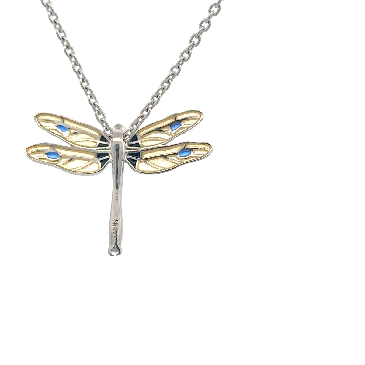 Yellow Plique-a-Jour Dragonfly Necklace sterling silver