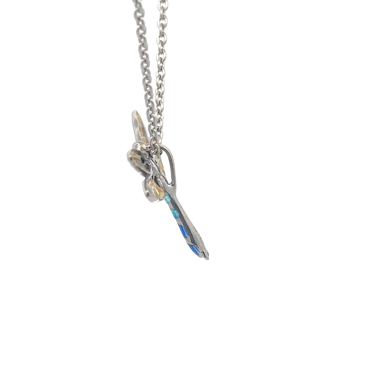 Yellow Plique-a-Jour Dragonfly Necklace sterling silver