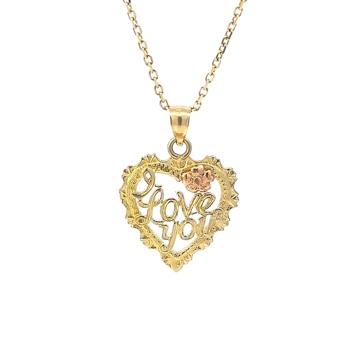 14kt yellow solid gold I love you charm