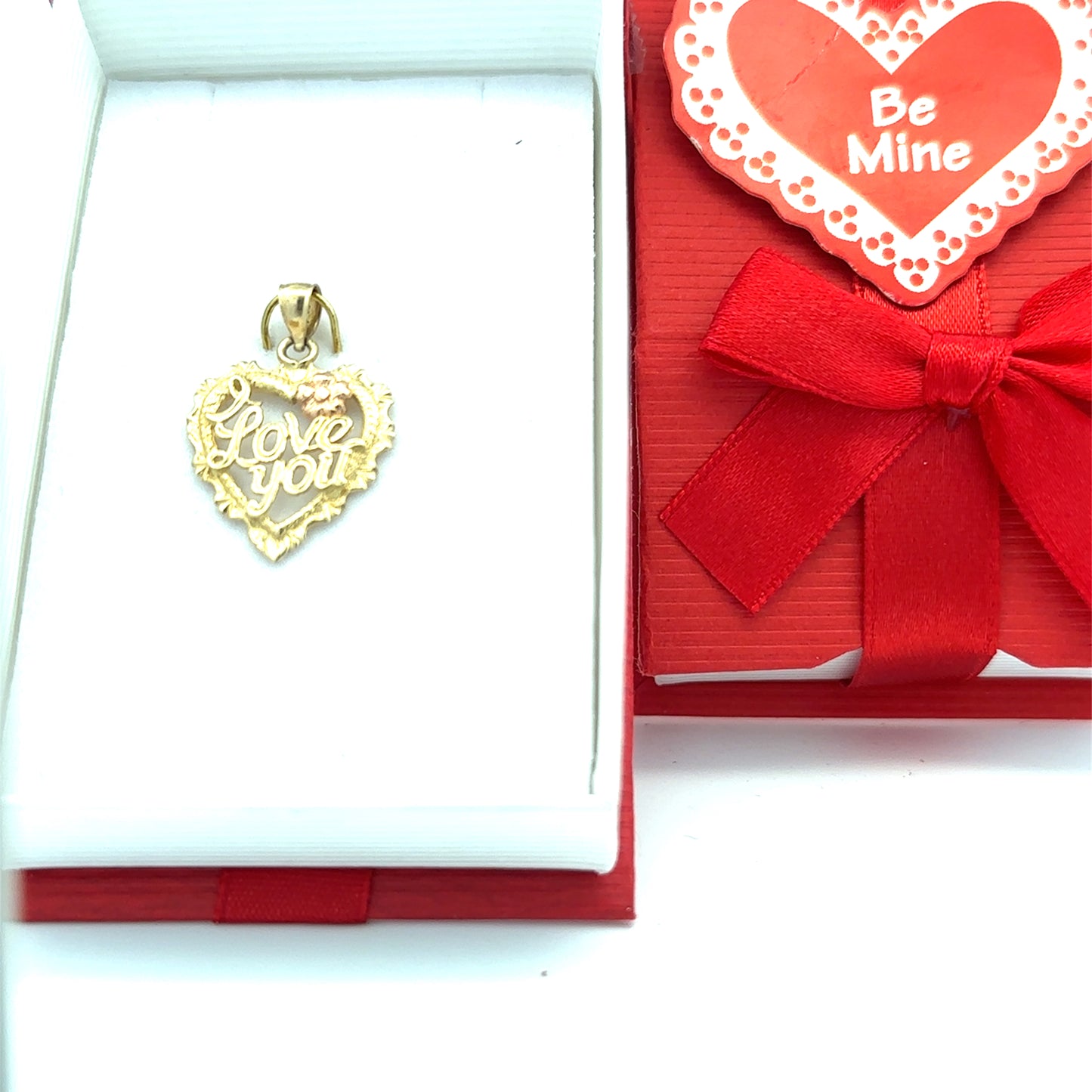 14kt yellow solid gold I love you charm