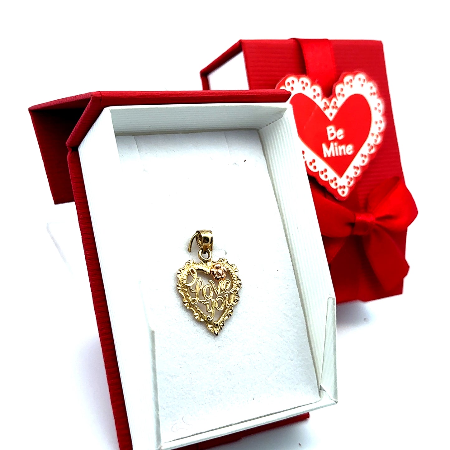 14kt yellow solid gold I love you charm