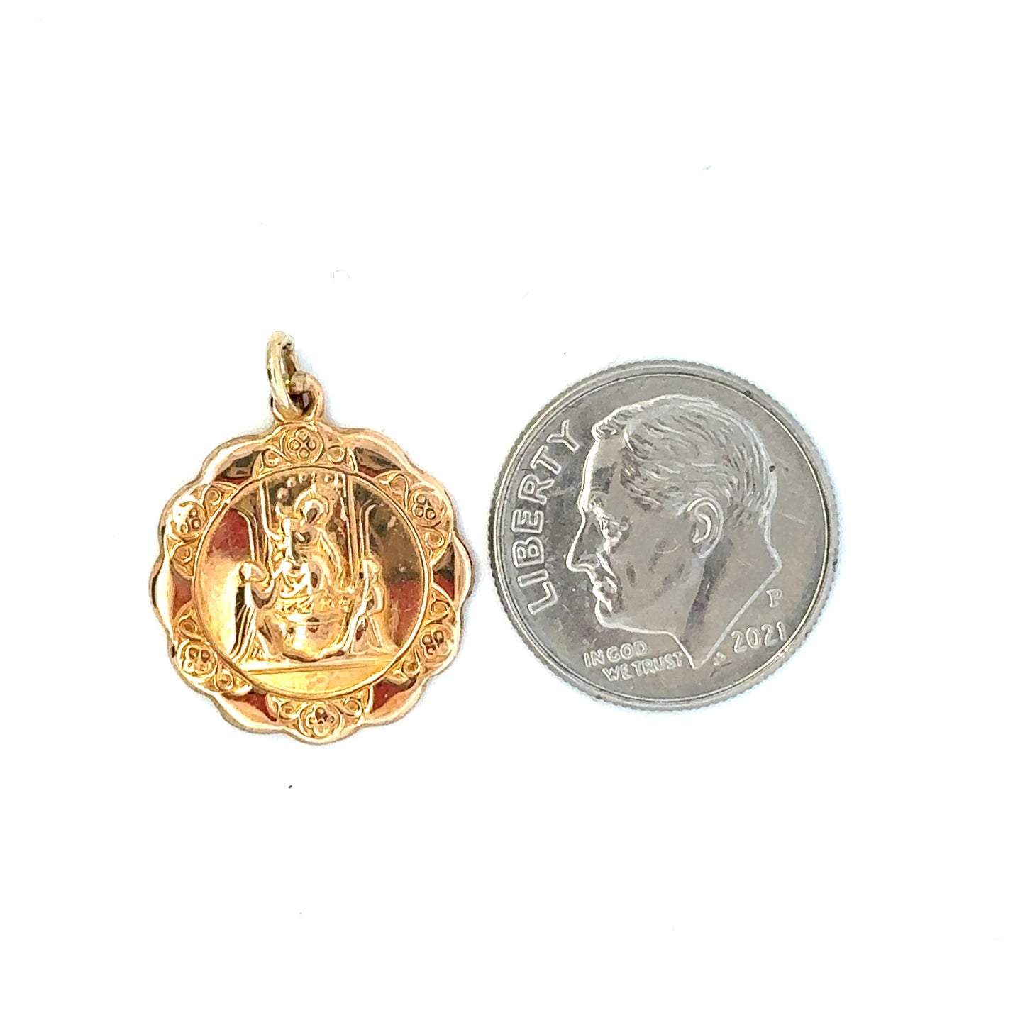 18kt yellow solid gold baptism charm