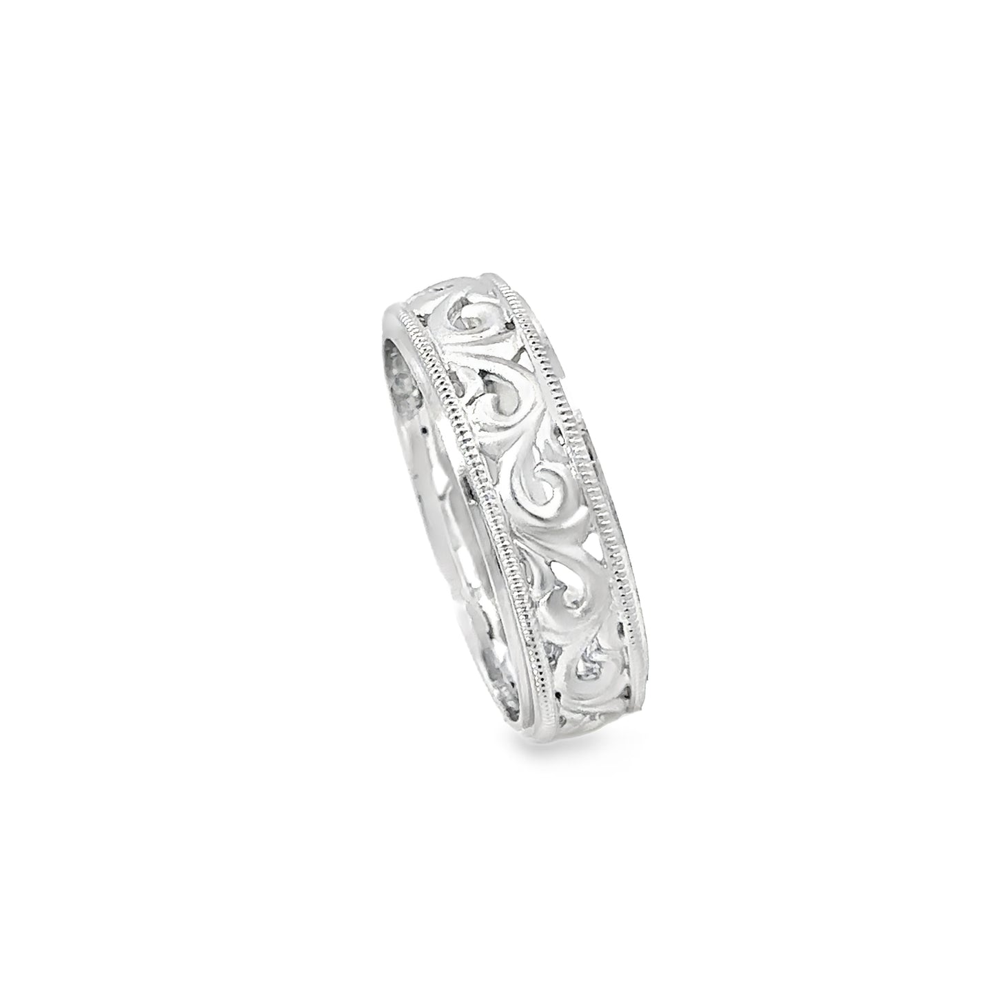 14kt white solid gold wedding band