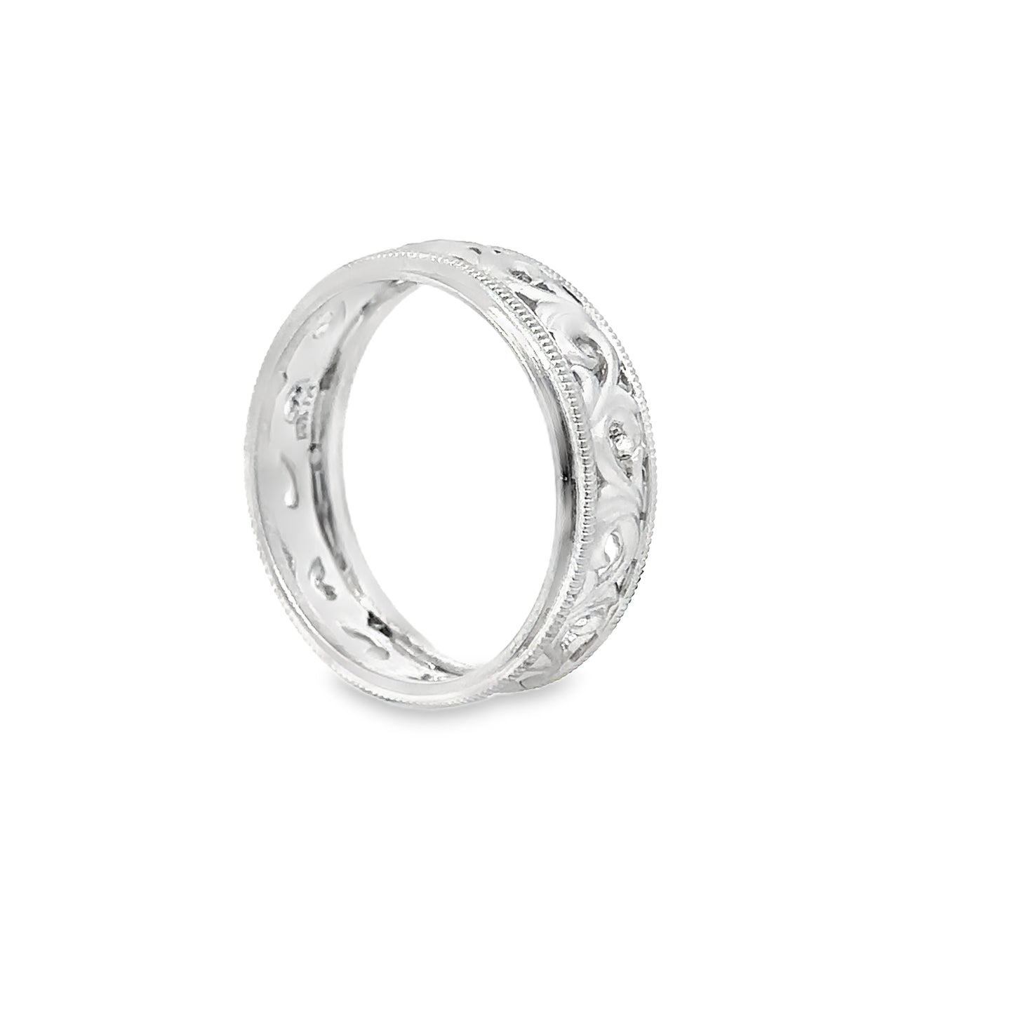 14kt white solid gold wedding band