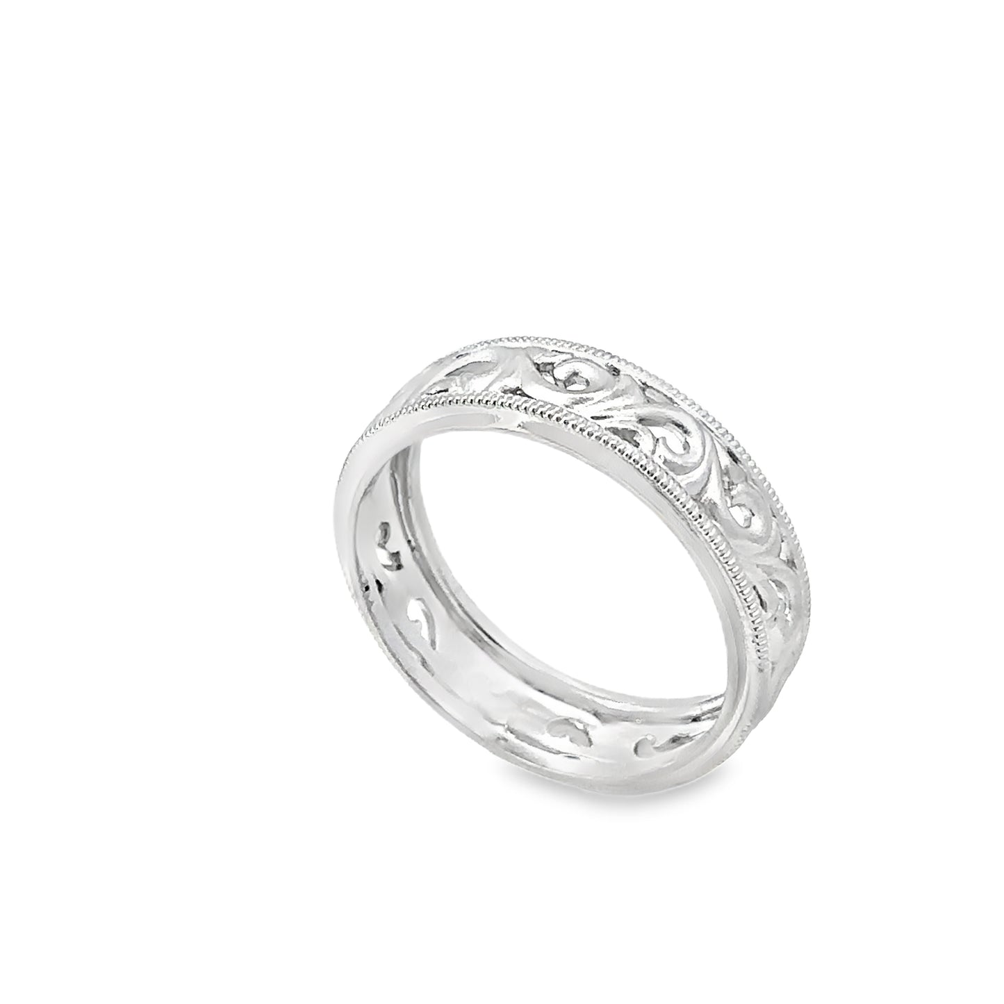 14kt white solid gold wedding band