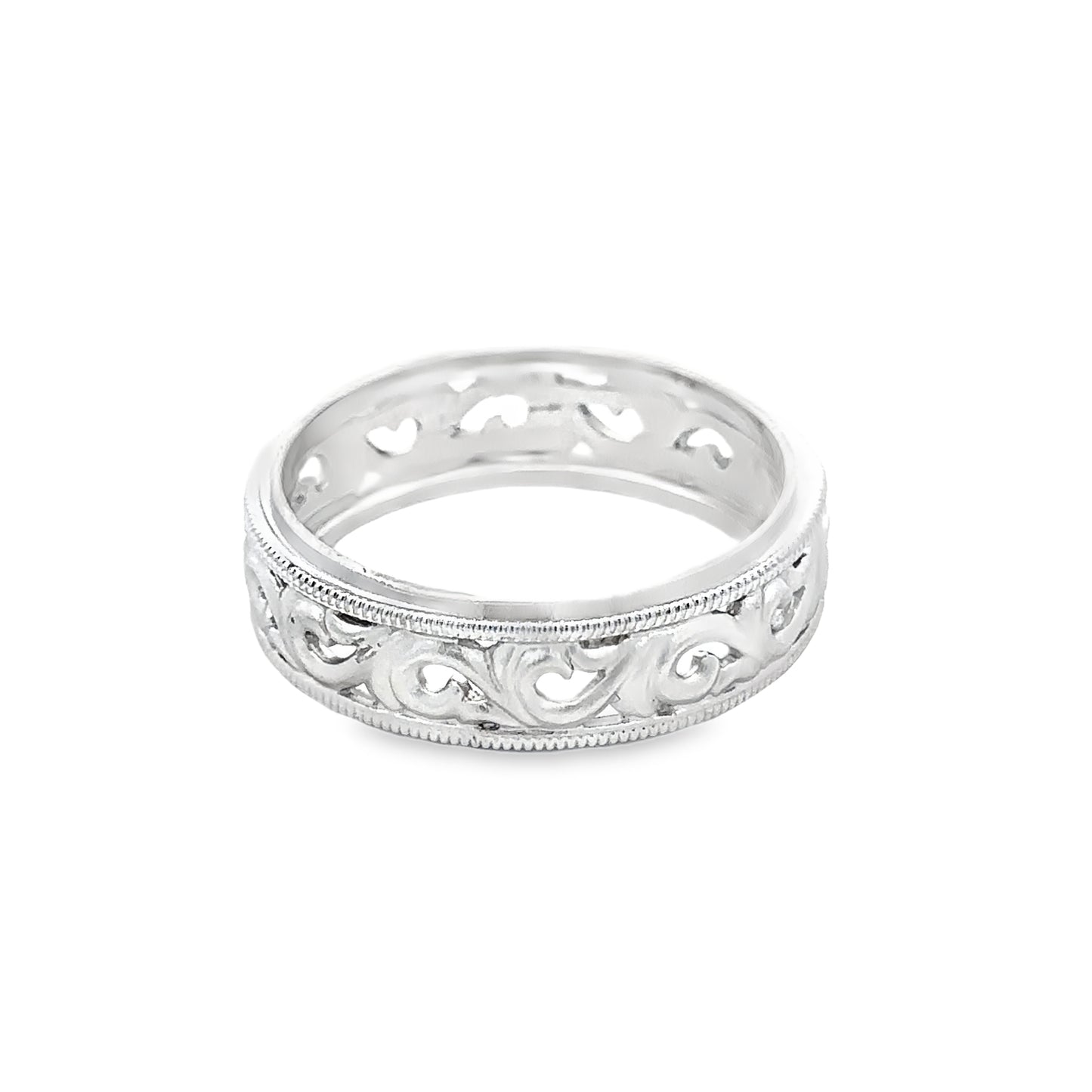 14kt white solid gold wedding band