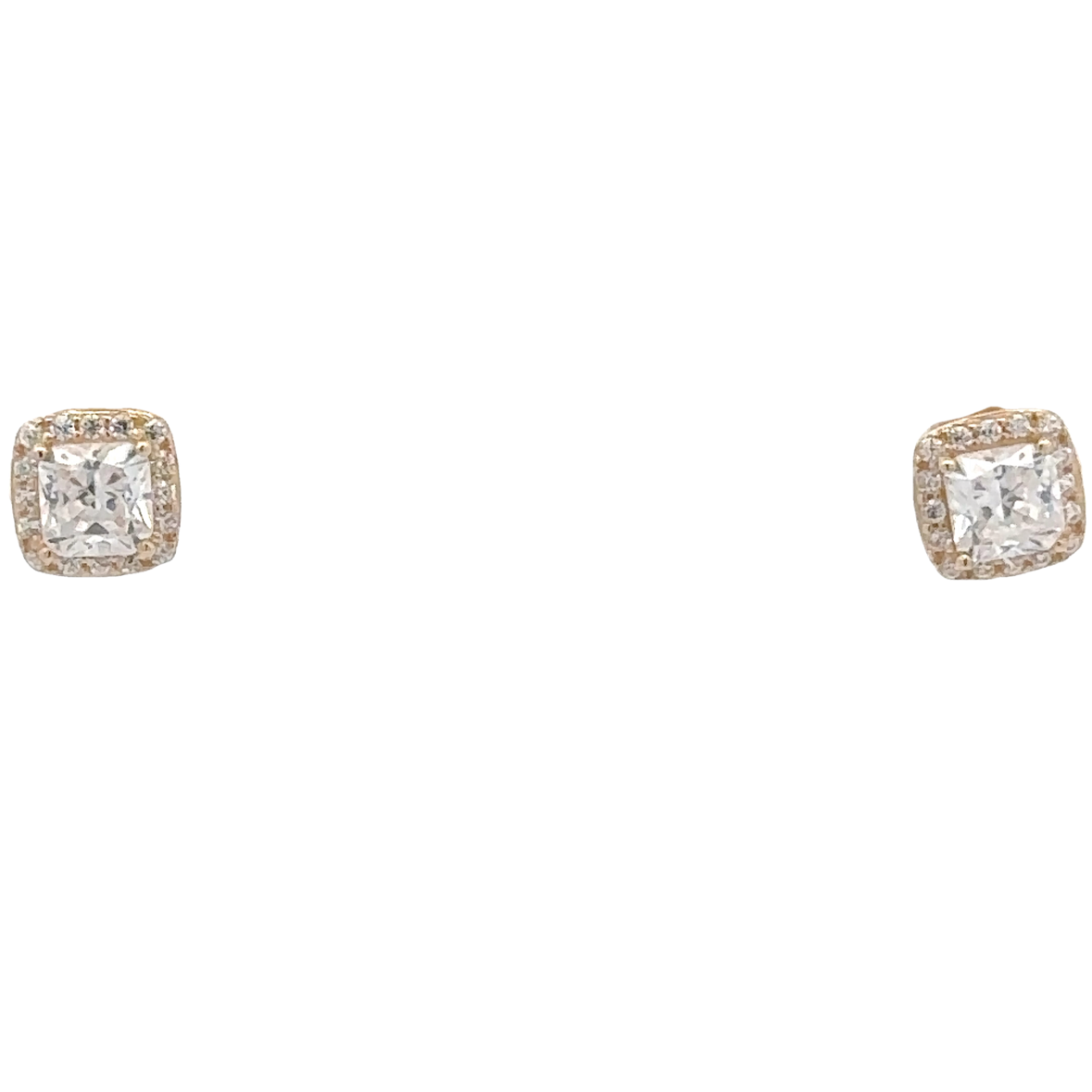 14kt yellow solid gold CZ square earrings
