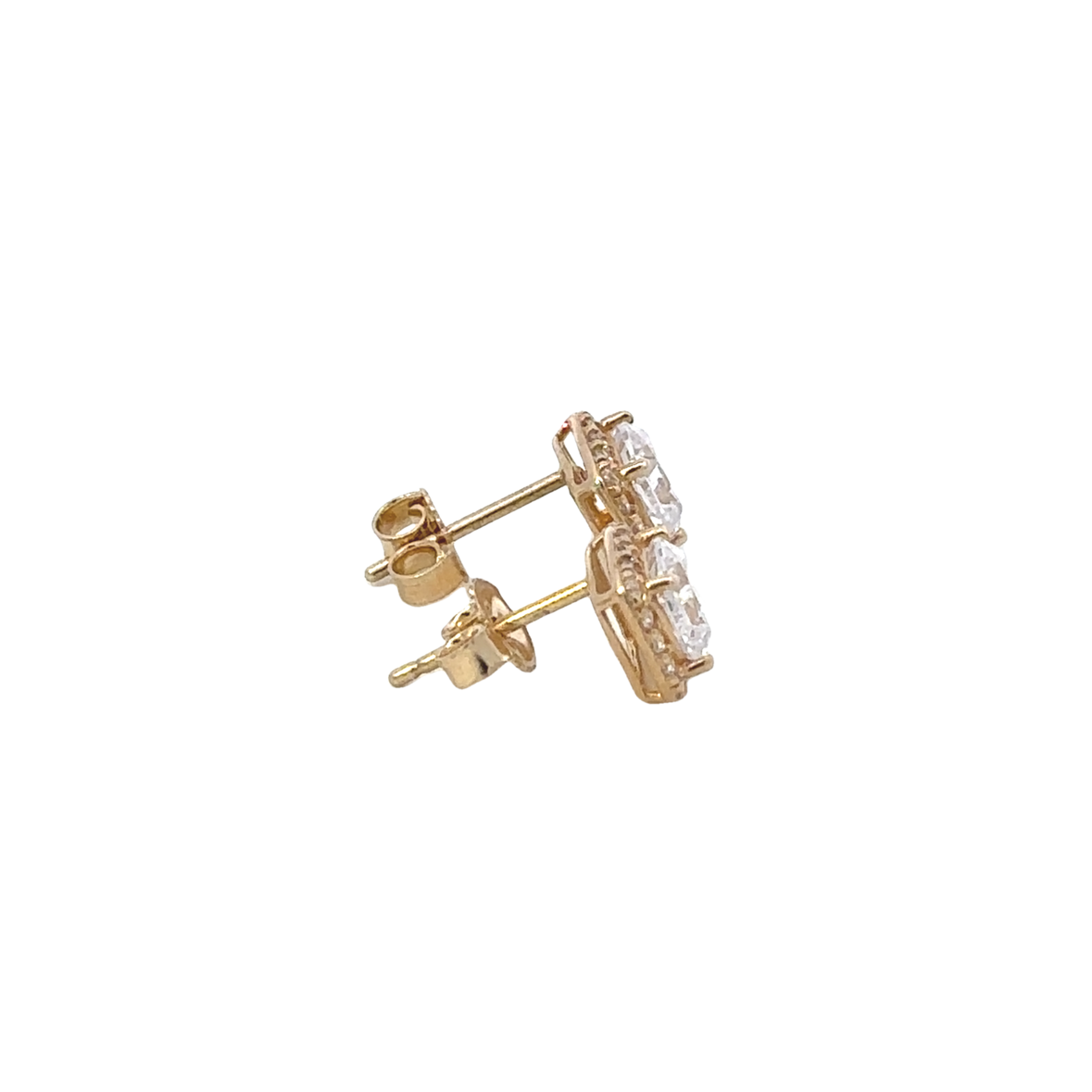 14kt yellow solid gold CZ square earrings