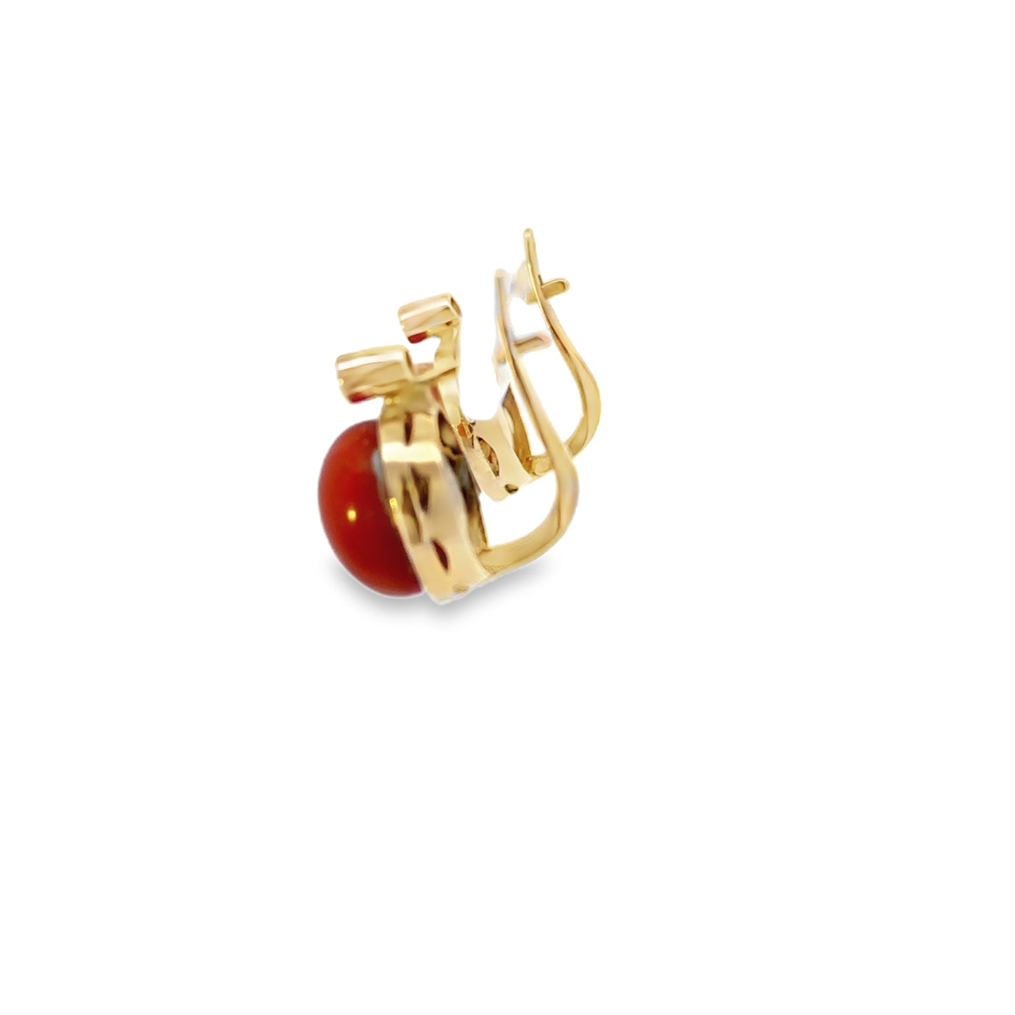 18kt yellow gold antique coral earrings