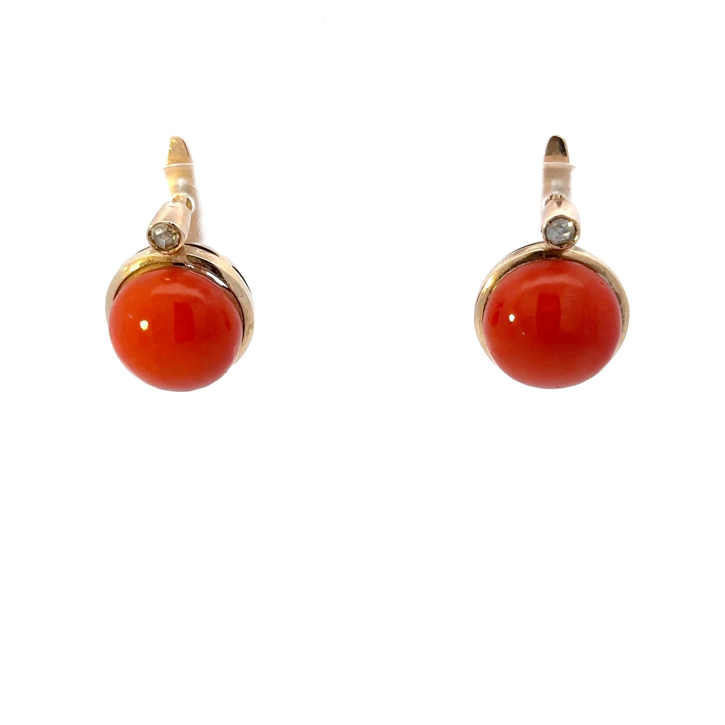 18kt yellow gold antique coral earrings