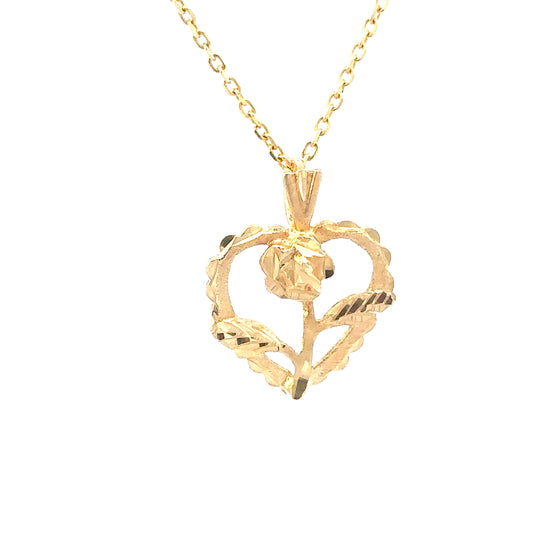 14kt yellow gold heart with rose vintage gold