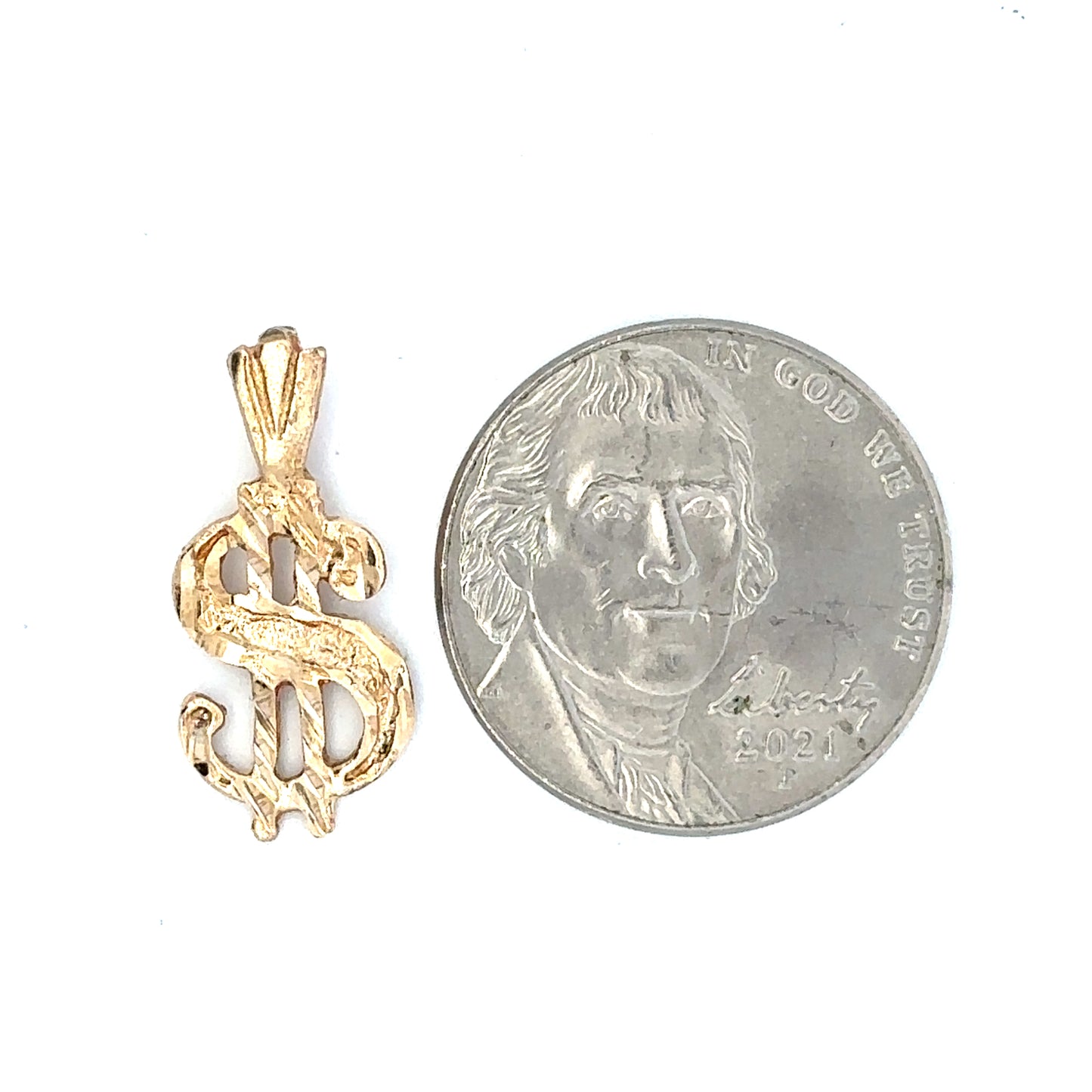 14kt yellow gold dollar sign charm