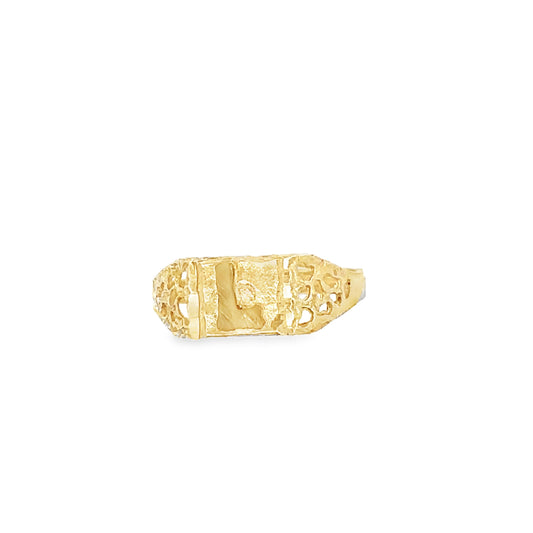 10kt yellow solid gold  ring with letter L