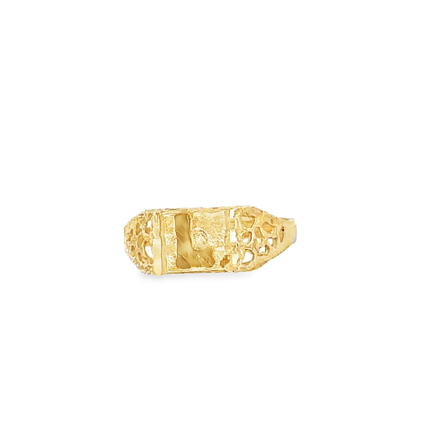 10kt yellow solid gold  ring with letter L