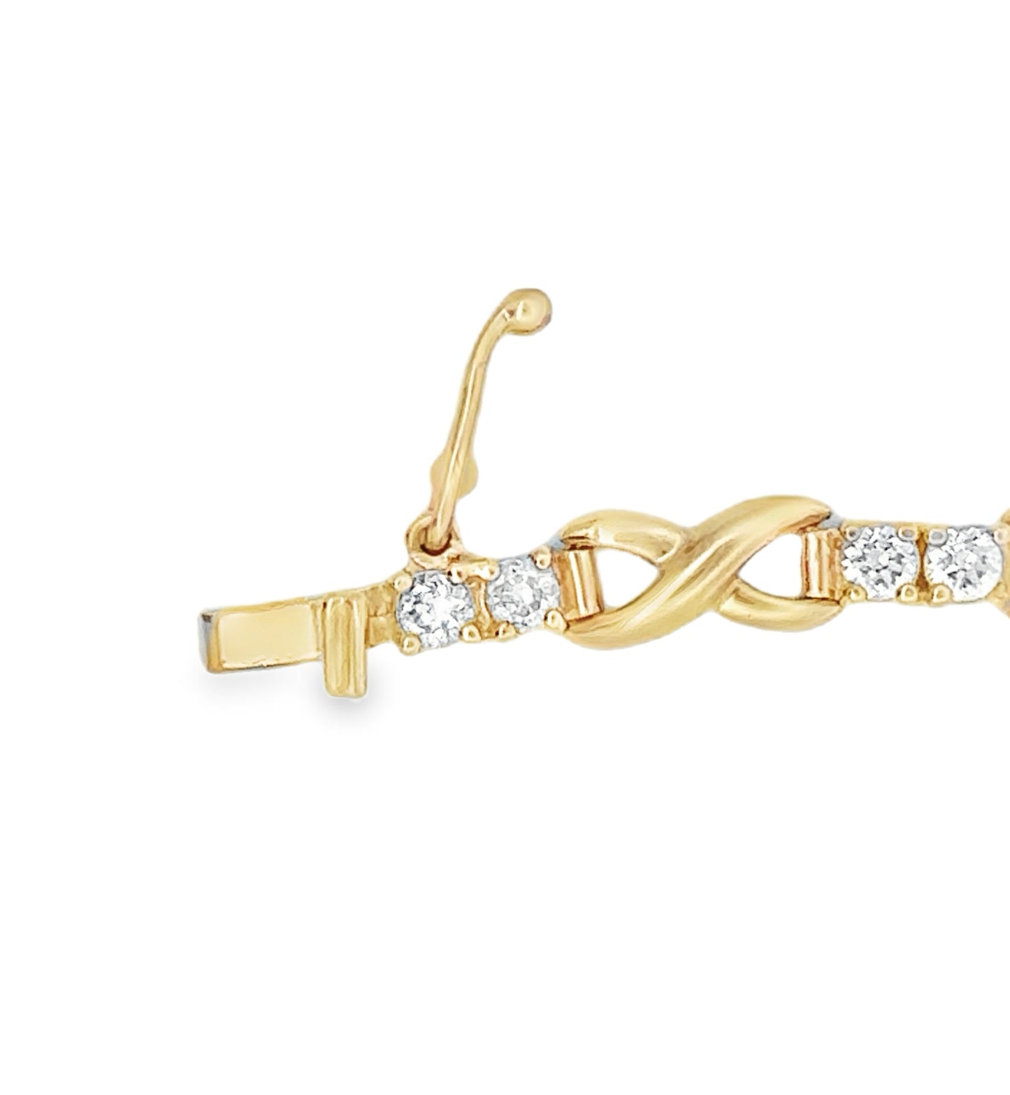 14kt yellow  solid gold vintage CZ bracelet