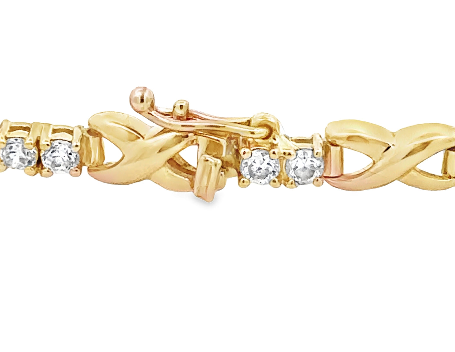14kt yellow  solid gold vintage CZ bracelet